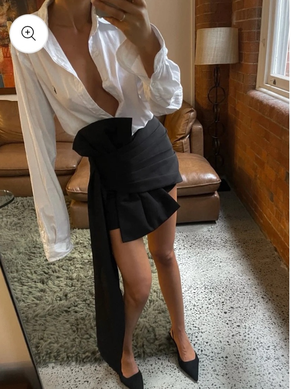 Black Mini Skirt with Long Sash